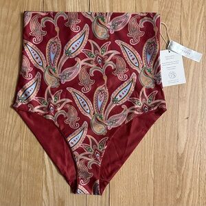 NWT Baiia Sangria Pink Paisley Reversible Bikini Bottoms, Size 12